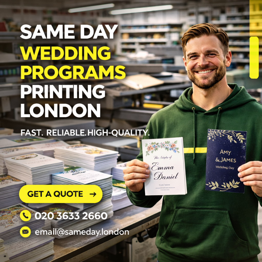 Same Day Wedding Programs Printing London
